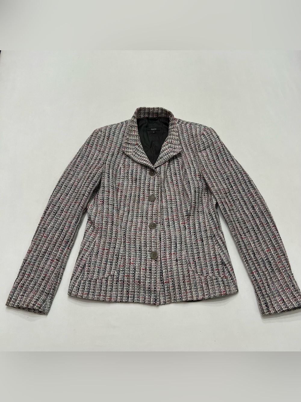 Zanella Womens Textured Tweed Blazer Jacket Sz 6 Classic Chic Office Preppy
